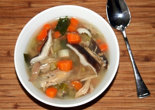 Bowl of steaming Chicken Soup